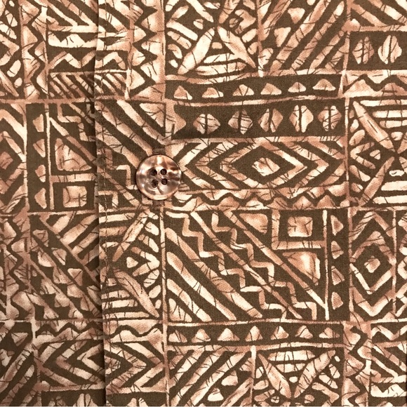 Cooke Street Honolulu Mens Short Sleeve Hawaiian Shirt Size Large Tan White - Picture 6 of 7